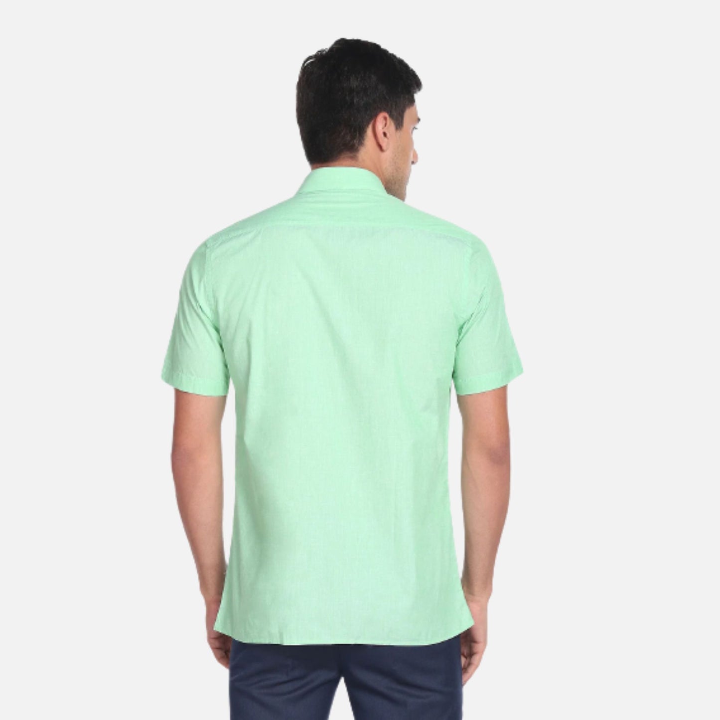 Green Arrow Shirt | Regular Fit Solid Short Sleeve Formal Shirt