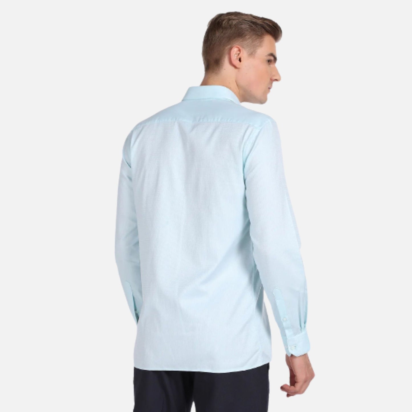 Cutaway Collar Micro Check Print Shirt