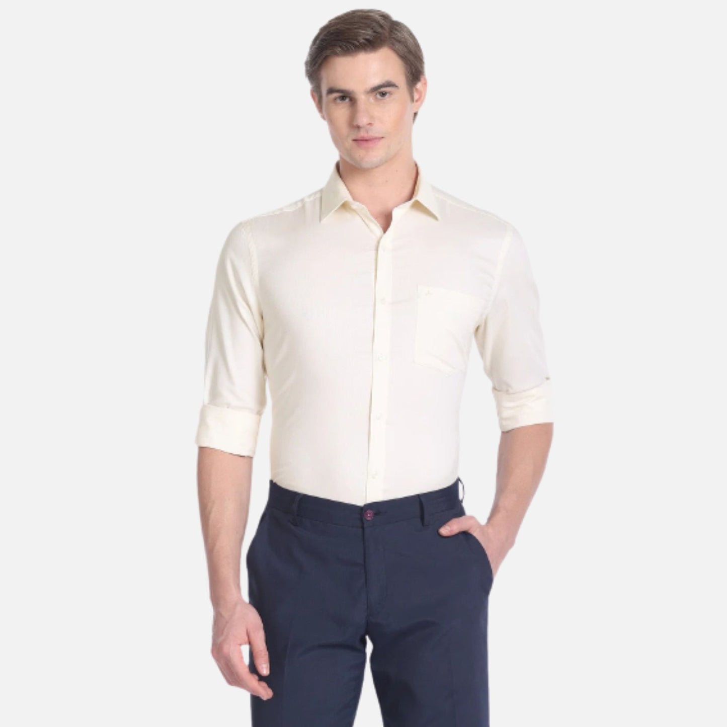 Cutaway Collar Self Design Formal Shirt