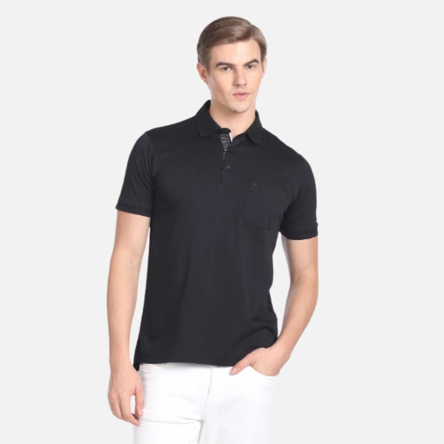 Solid Cotton Polo Shirt