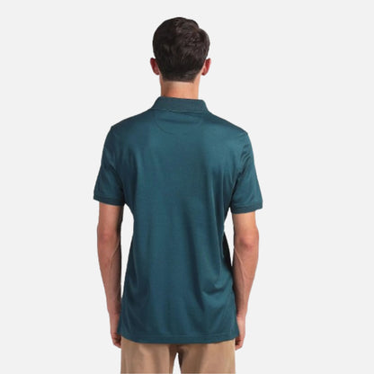 Ribbed Collar Solid Polo Shirt