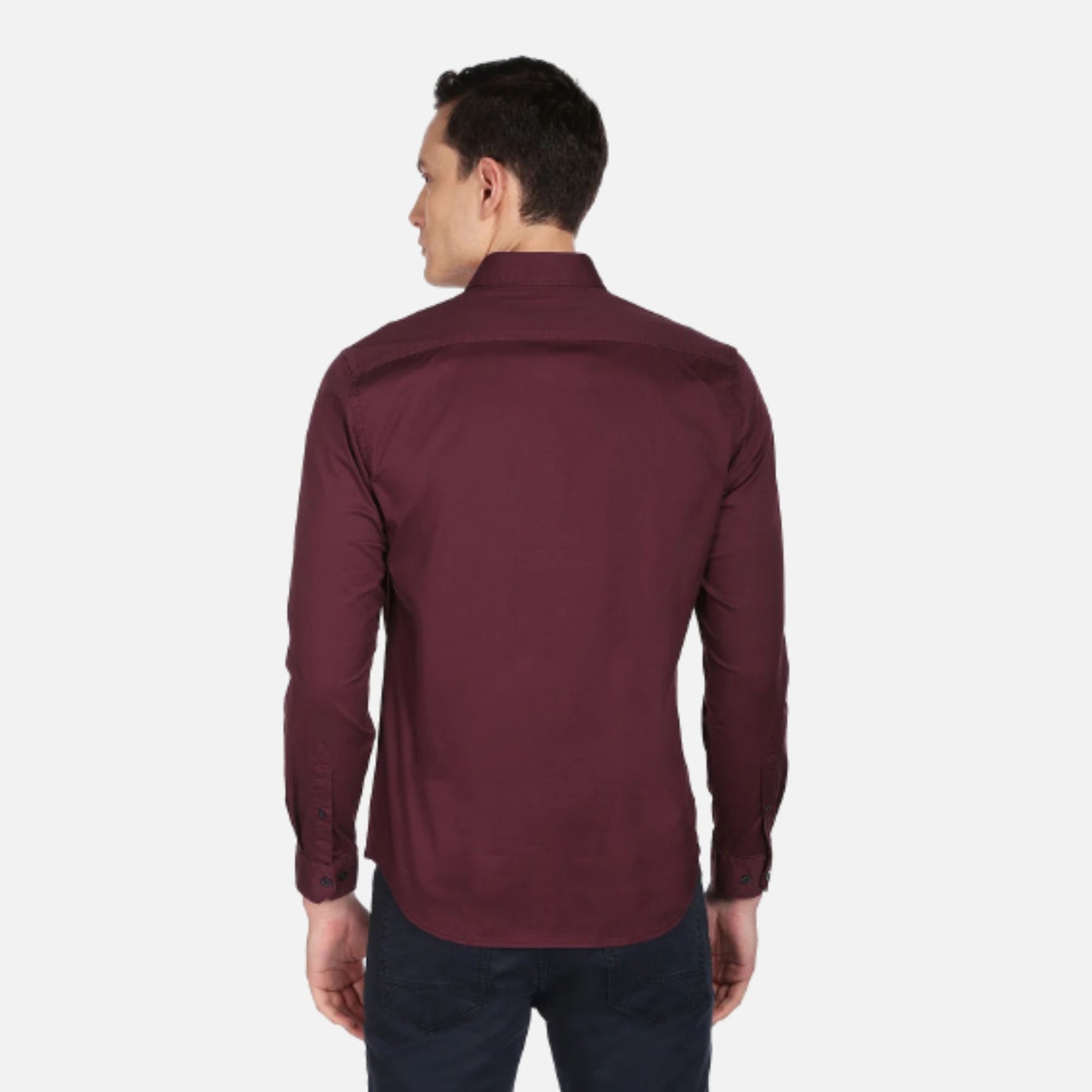 Arrow Casual Shirt | Burgundy Twill Weave Manhattan Slim Fit Casual Shirt