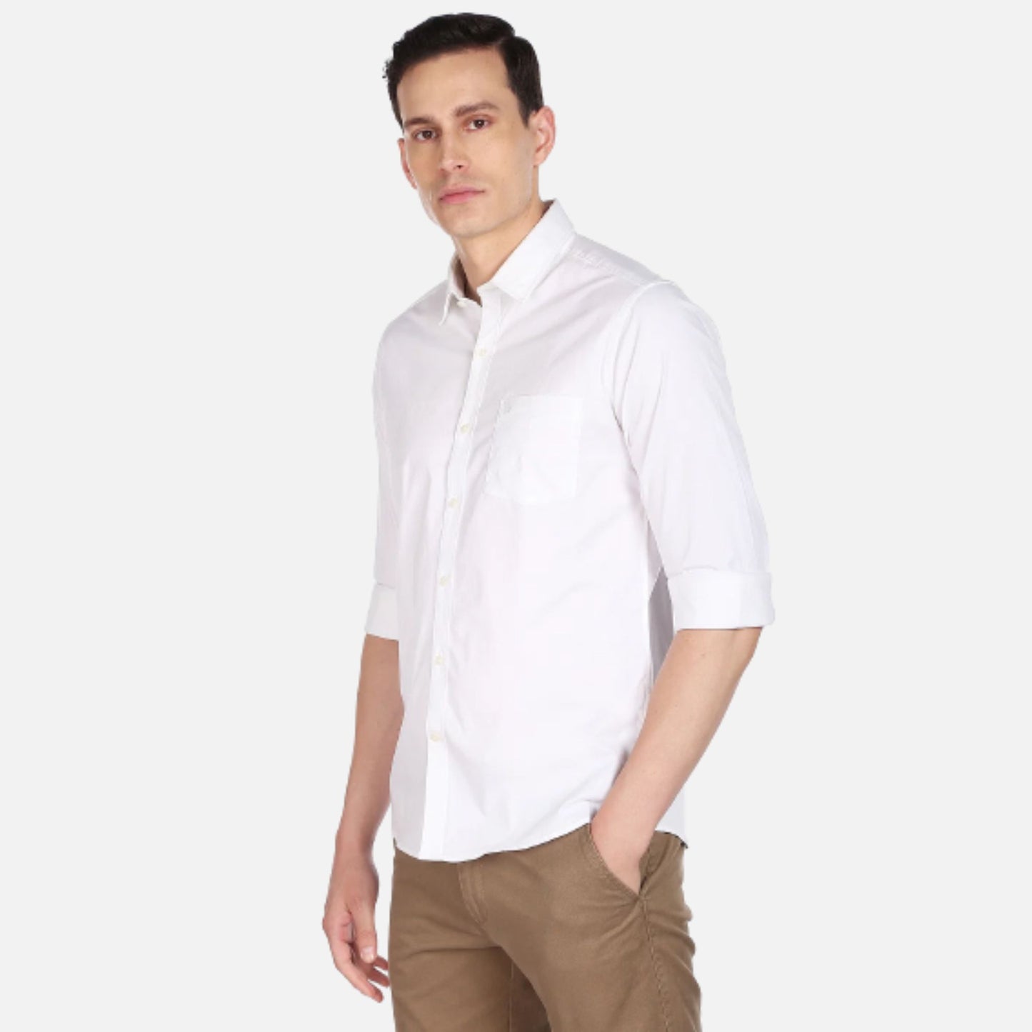 Arrow Shirt | White Solid Manhattan Slim Fit Casual Shirt