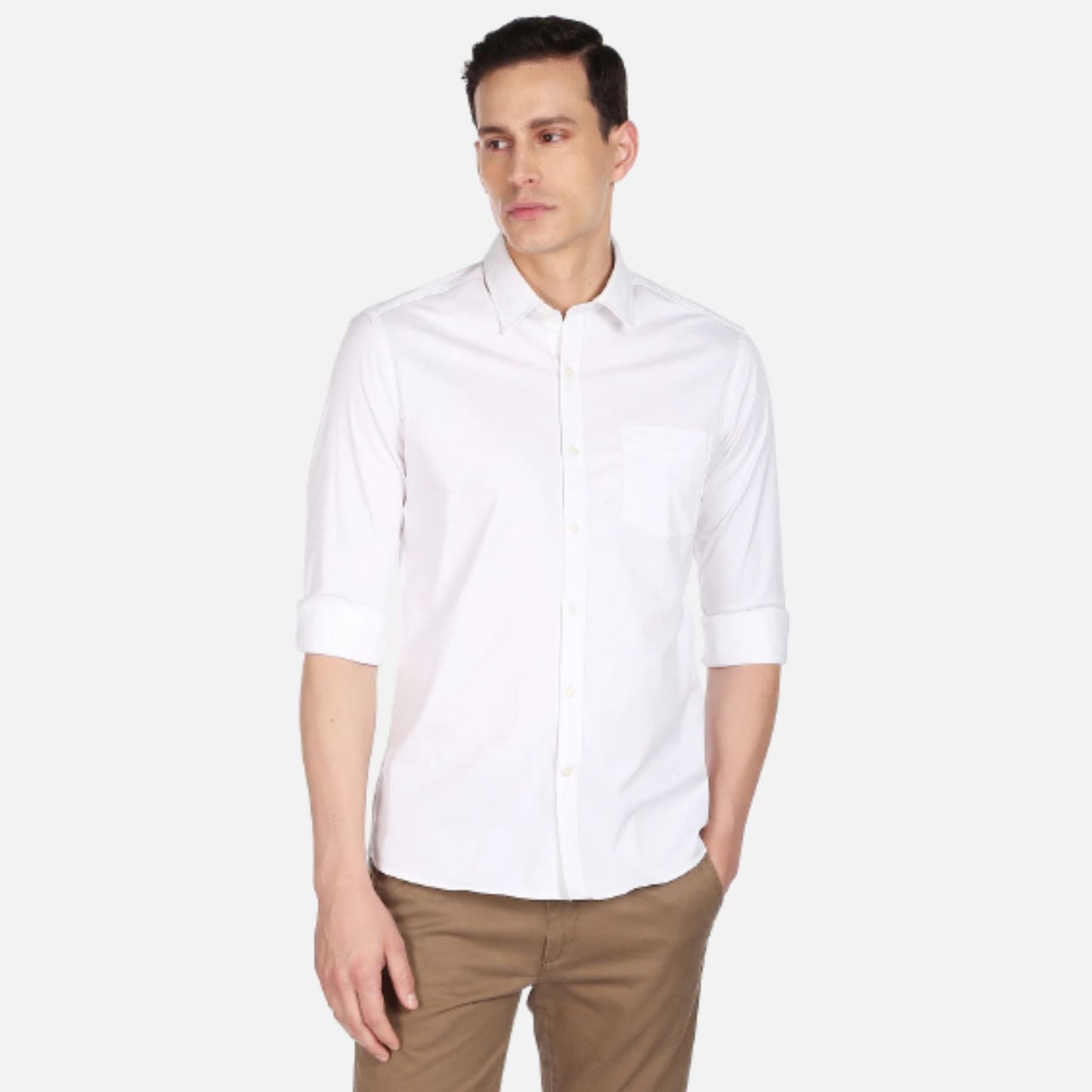 Arrow Shirt | White Solid Manhattan Slim Fit Casual Shirt