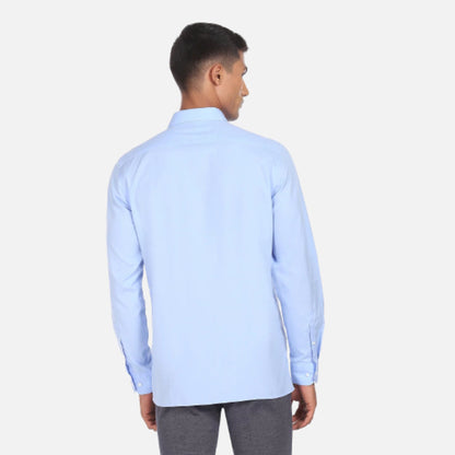 Blue Arrow Shirt | Blue Cutaway Collar Solid Cotton Formal Shirt