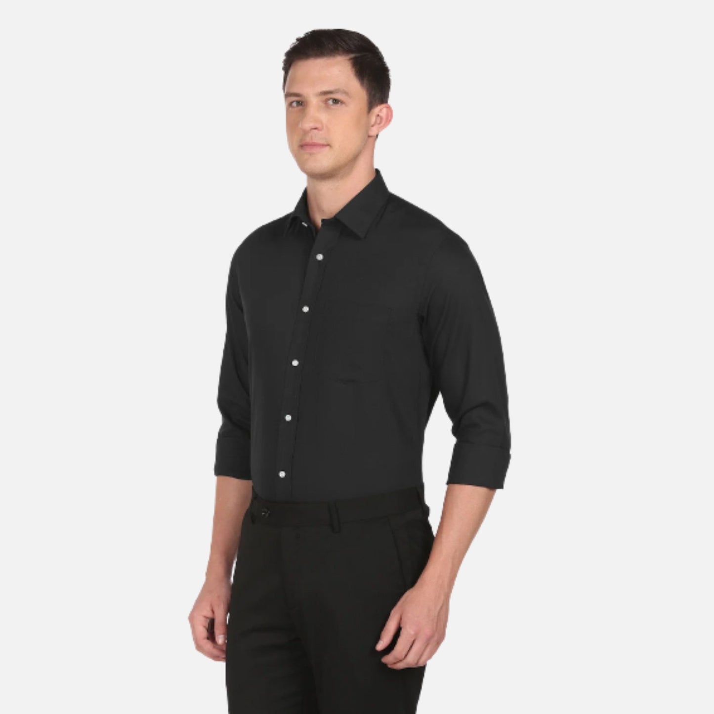 Arrow Black Shirt | Black Liberty Classic Fit Solid Formal Shirt