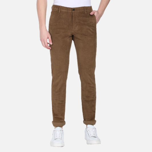 Khaki Low Rise Bronson Slim Fit Corduroy Casual Arrow Trousers