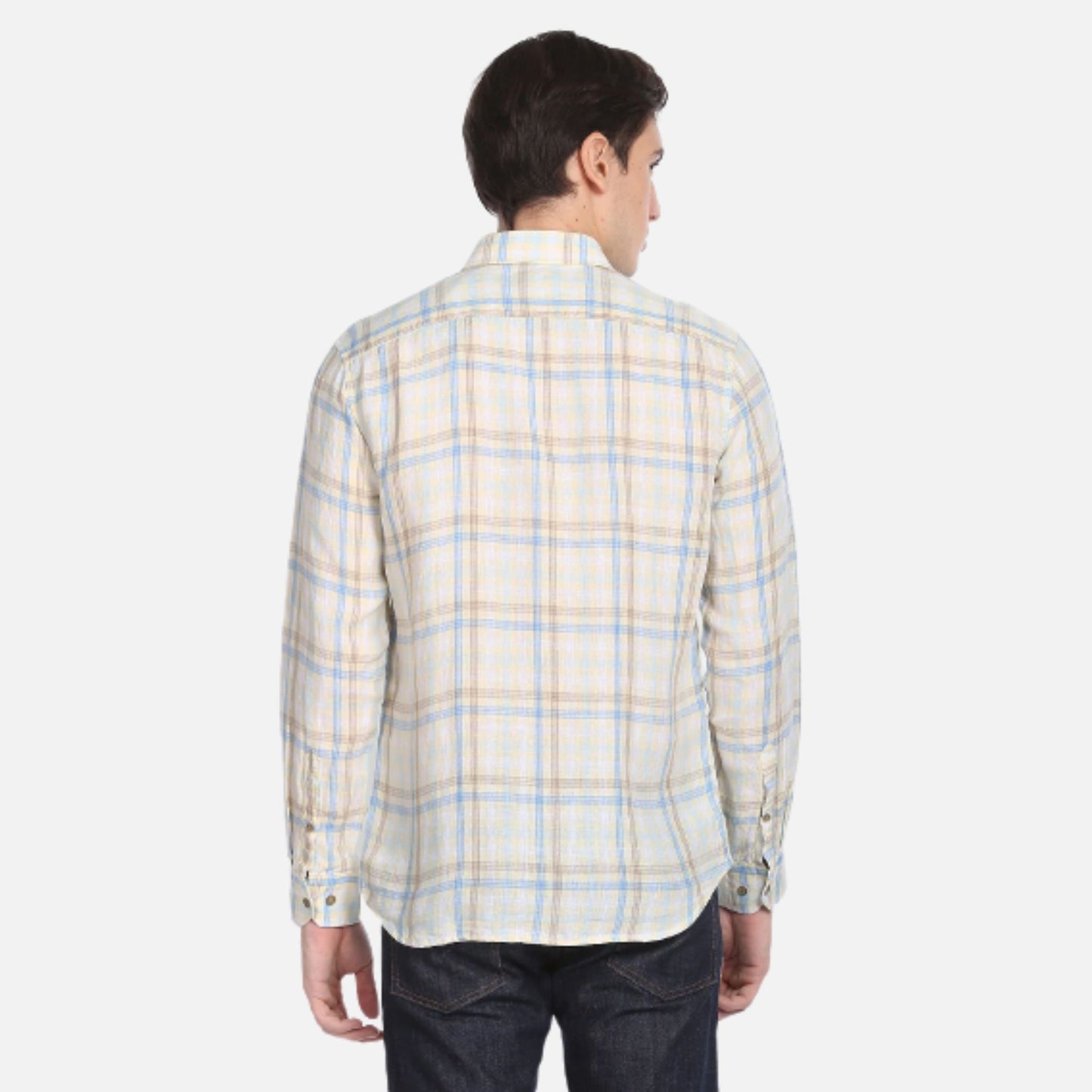 Arrow Premium Shirt | Linen Checked Slubbed Casual Shirt