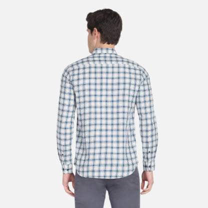 Point Collar Tartan Check Casual Shirt