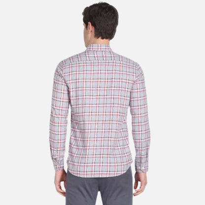 Point Collar Tartan Check Casual Shirt