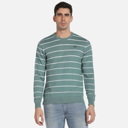 Horizontal Stripe Cotton Sweater