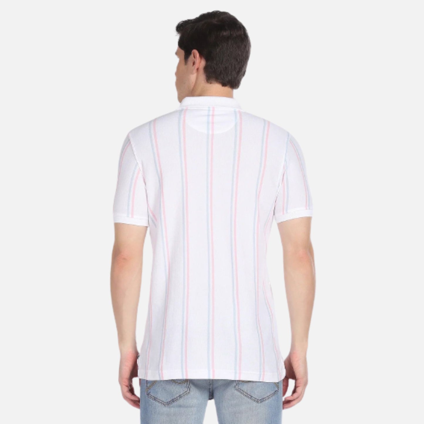 Cotton Vertical Stripe Polo Shirt