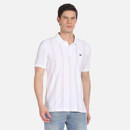 Cotton Vertical Stripe Polo Shirt