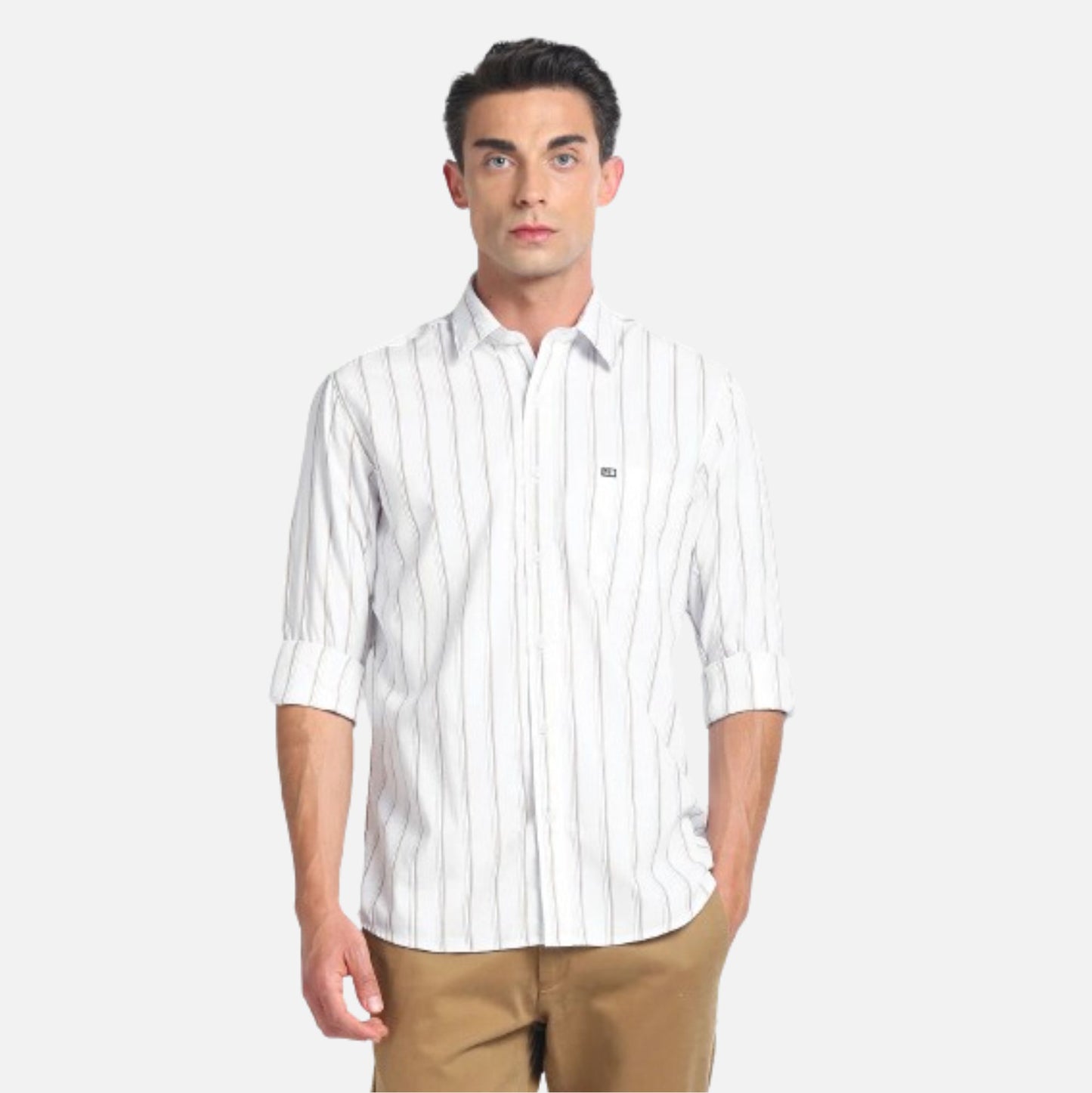 Cotton Twill Striped Shirt