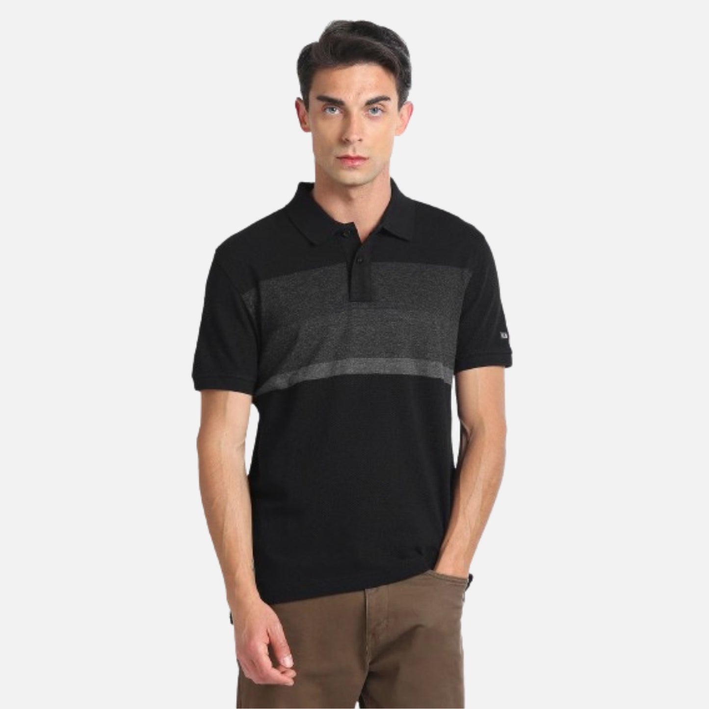 Colour Block Cotton Polo Shirt