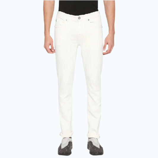 Being Human Slim Fit Men Polo Neck Denim- White