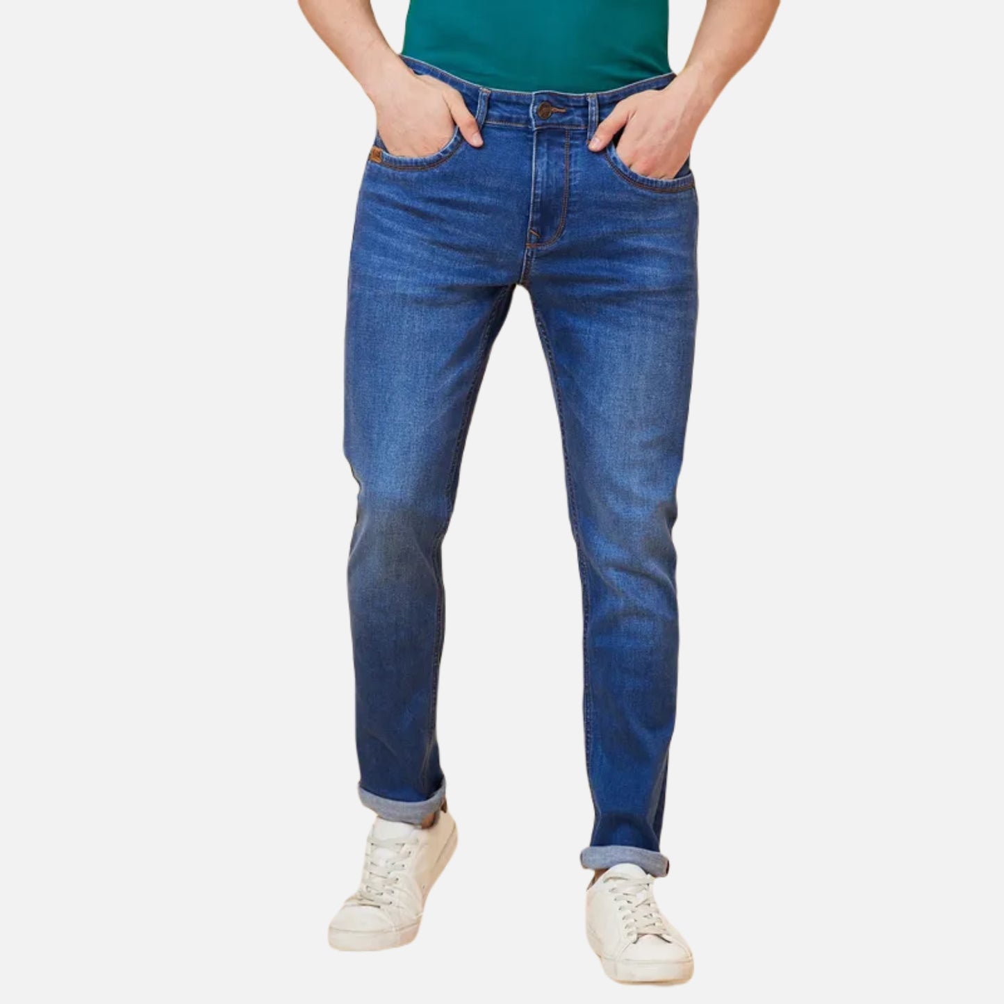 Slim Straight Fit Denim-Mid Tone