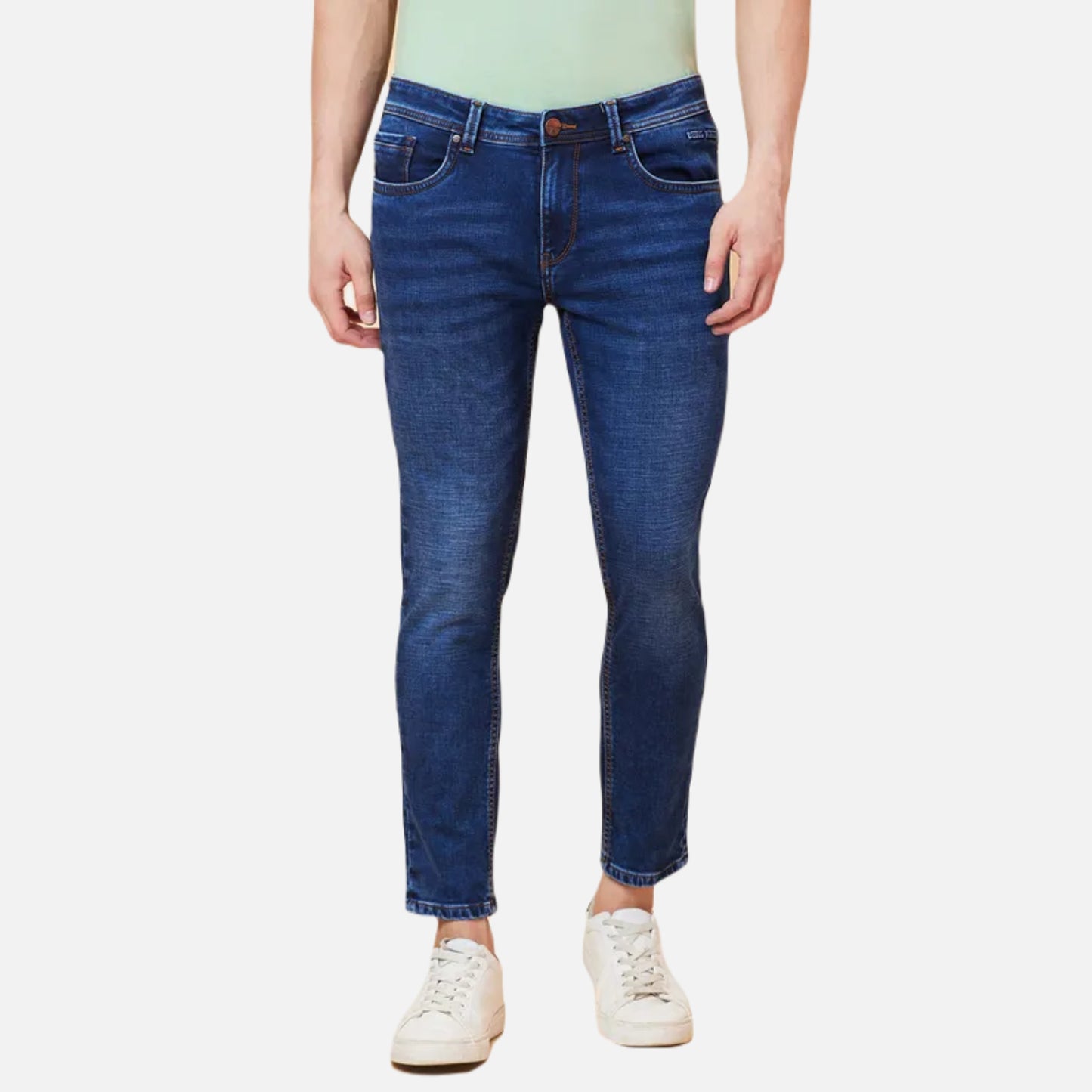 Cropped Fit Denim-Mid Tone