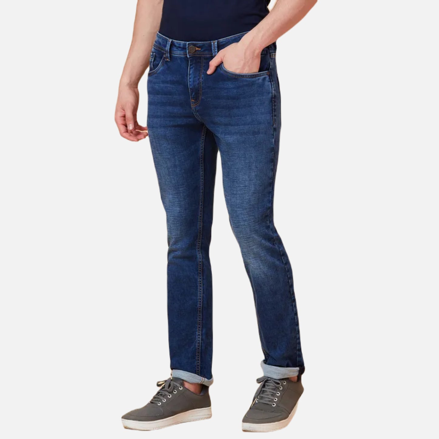 Slim Straight Fit Denim-Mid Tone