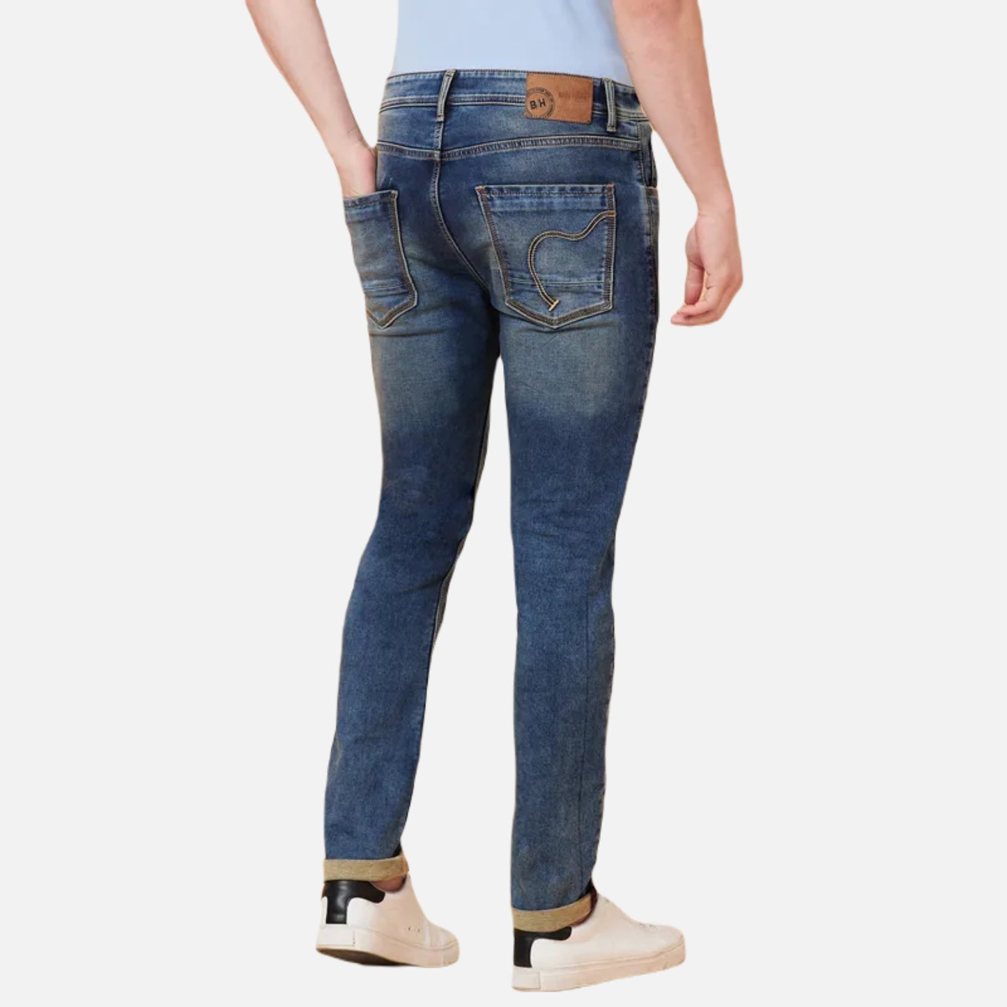 Slim Straight Fit Denim-Mid Tone