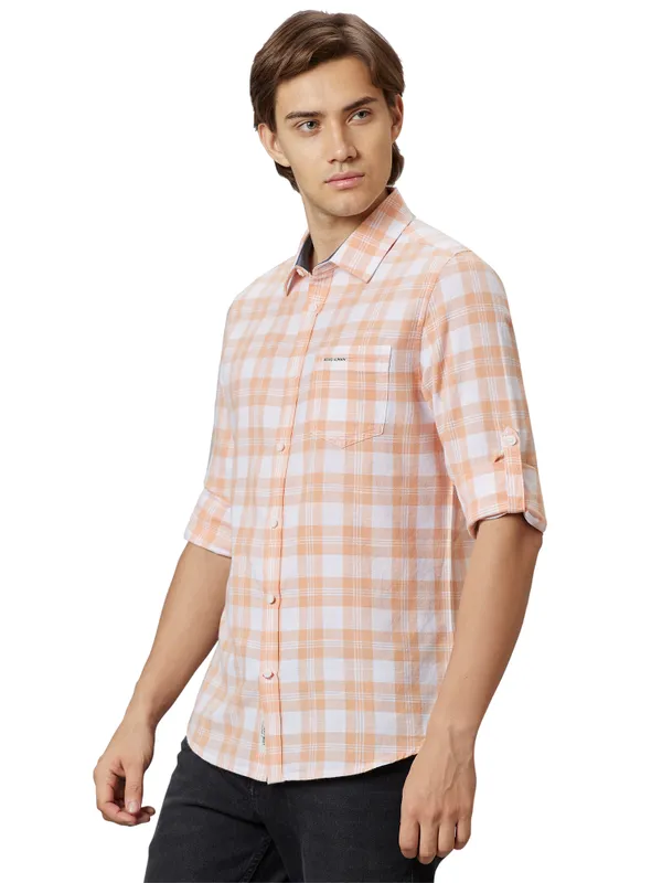 SLIM FIT SHIRTS LONG SLEEVE ORANGE