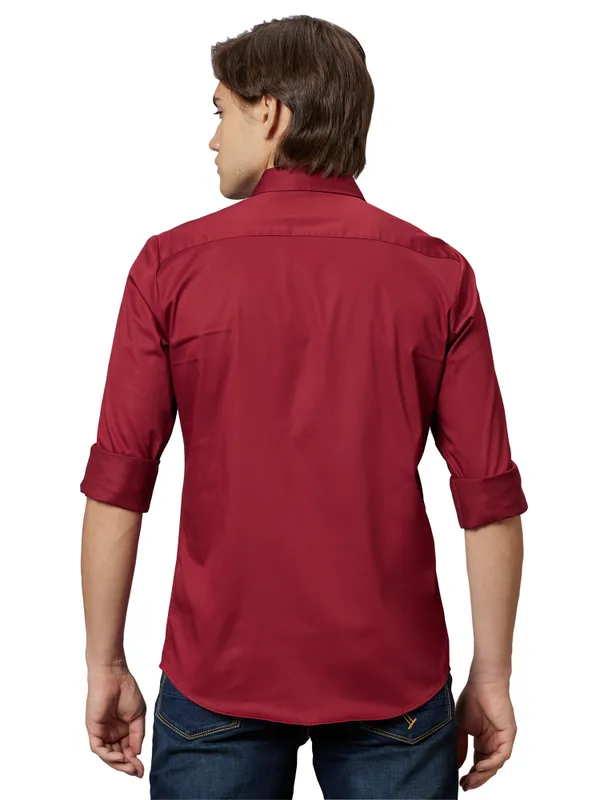 SLIM FIT SHIRTS LONG SLEEVE POMEGRANATE