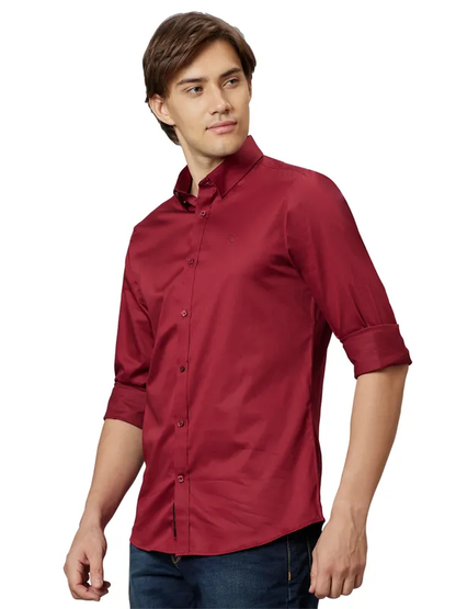 SLIM FIT SHIRTS LONG SLEEVE POMEGRANATE