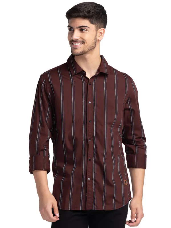 SLIM FIT SHIRTS LONG SLEEVE MAROON