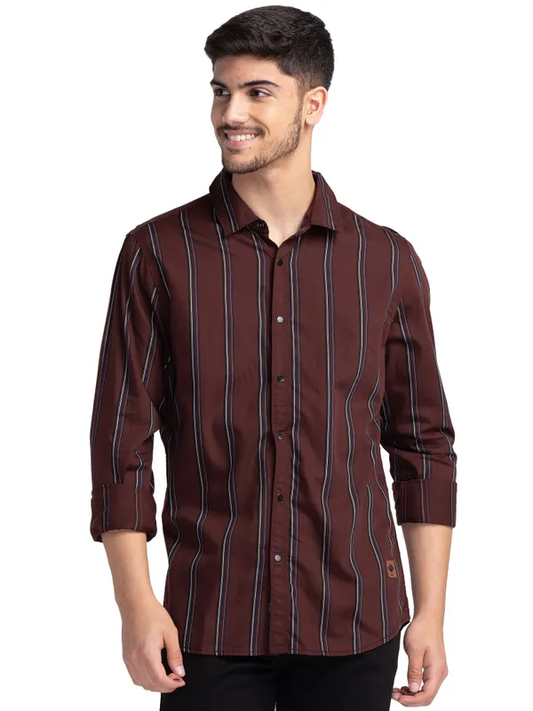 SLIM FIT SHIRTS LONG SLEEVE MAROON