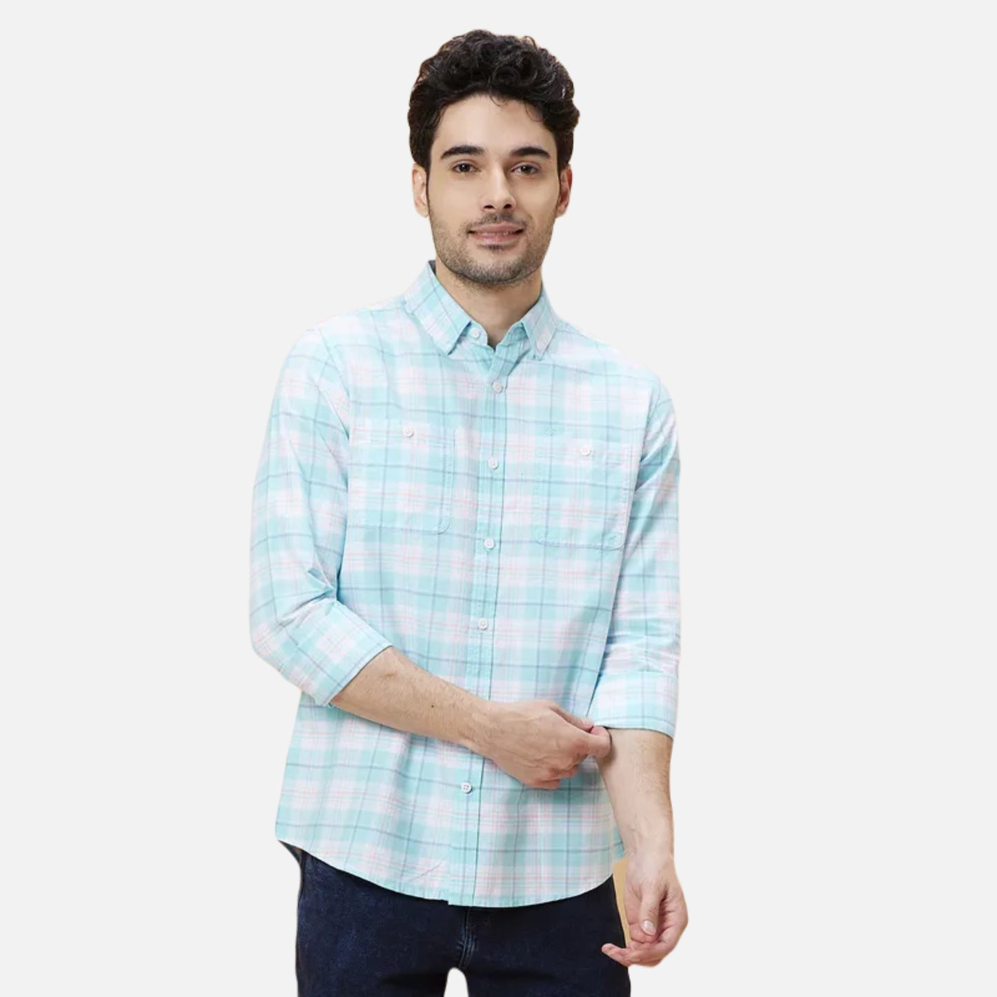 Slim Fit Shirts-White/Sea Green