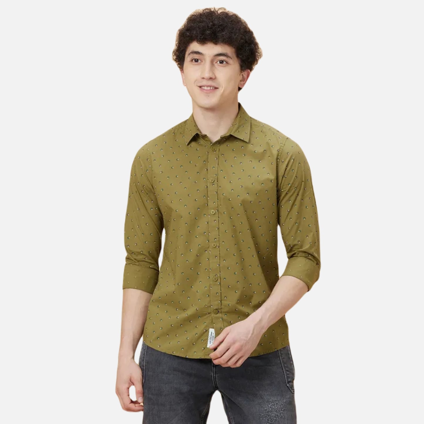 Slim Fit Shirts-Olive