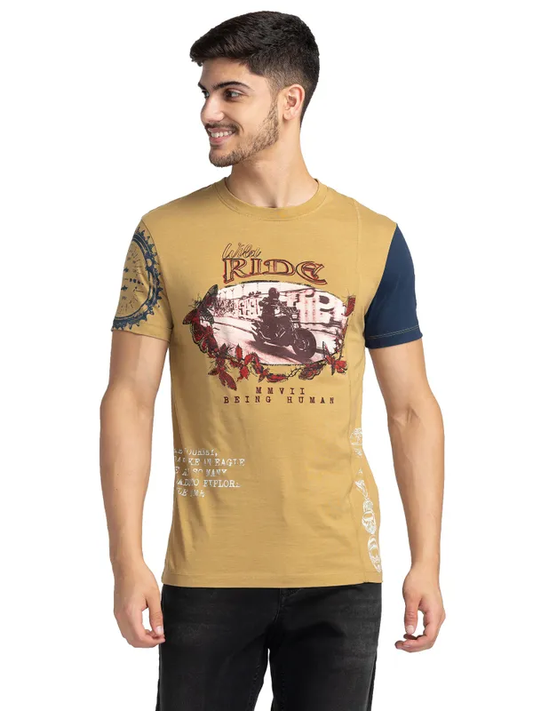 REGULAR FIT T-SHIRTS SHORT SLEEVE CAMEL