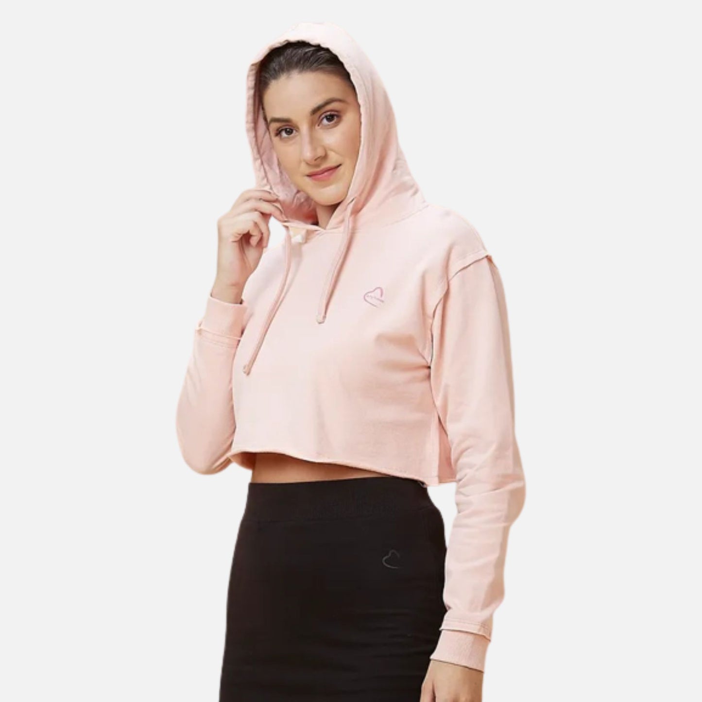 Cropped Fit Hoody Neck Hoody Pink