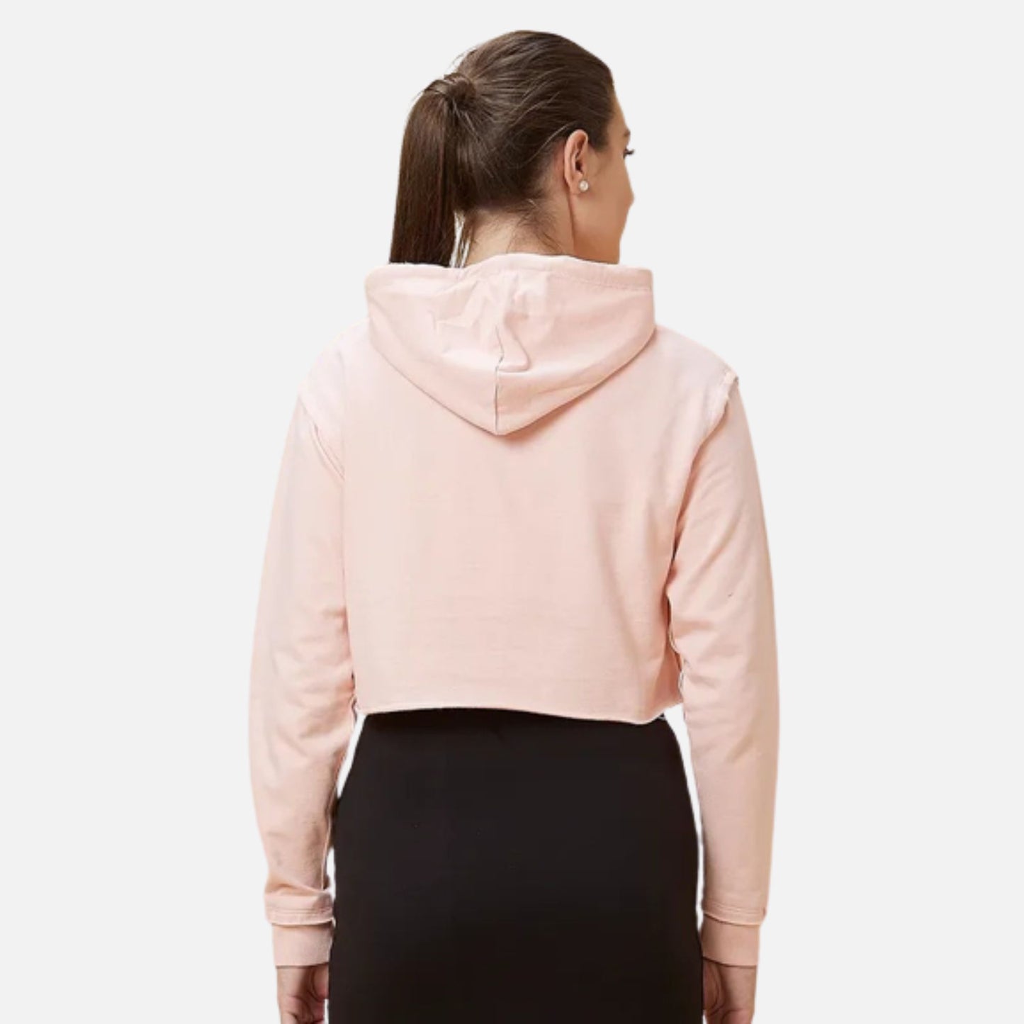 Cropped Fit Hoody Neck Hoody Pink