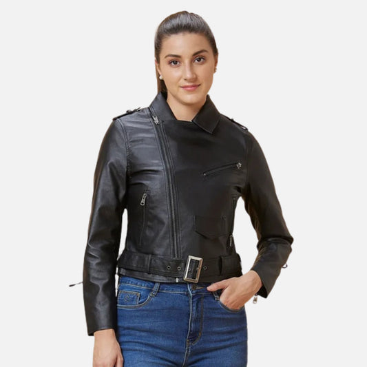 Biker Jacket Collar Neck Black