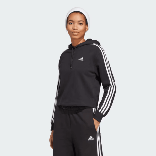 Essentials 3-Stripes French Terry Crop Hoodie