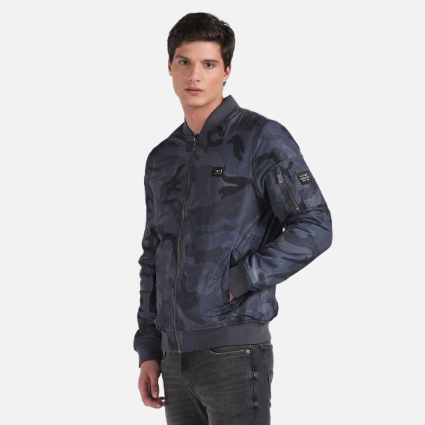 Stand Collar Camouflaged Quilted Jacket