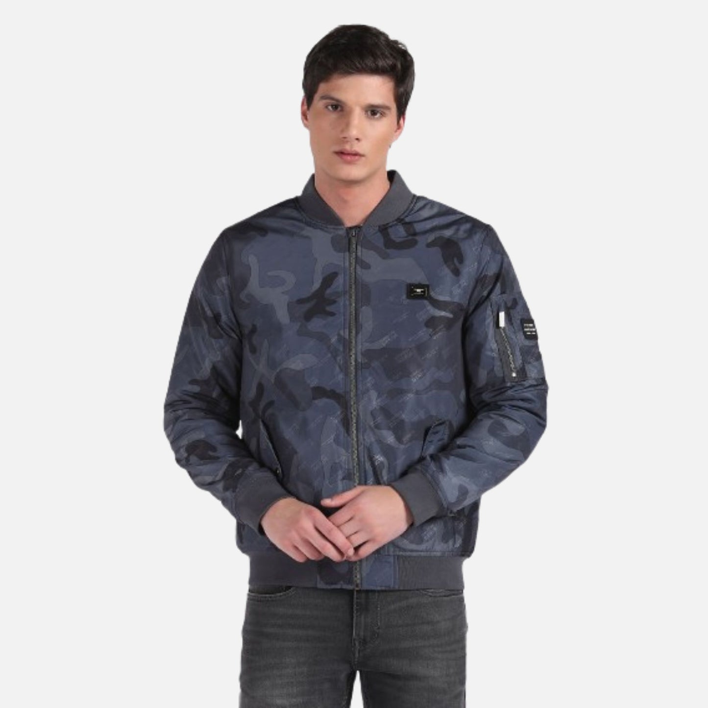 Stand Collar Camouflaged Quilted Jacket