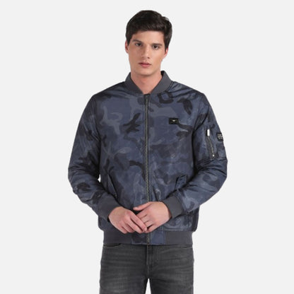 Stand Collar Camouflaged Quilted Jacket