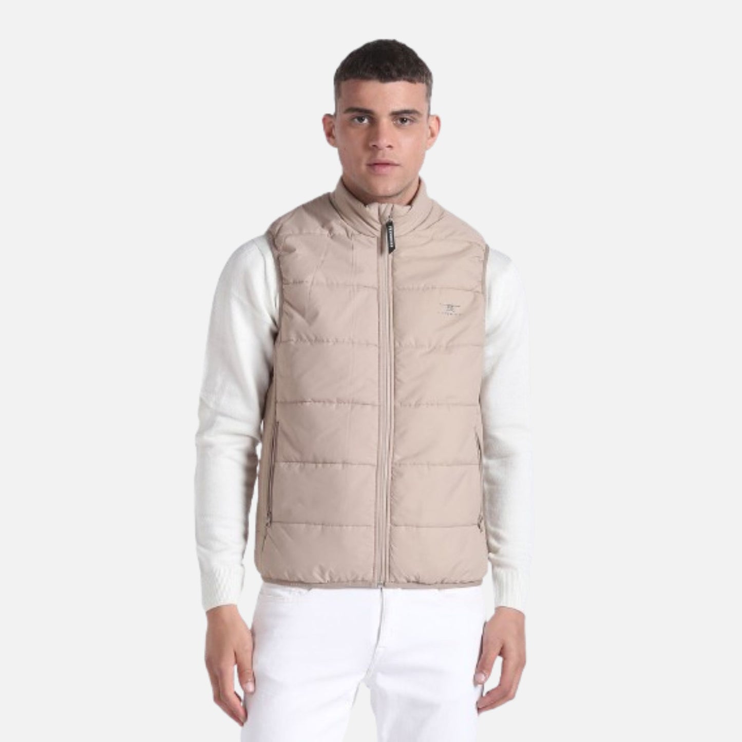 High Neck Sleeveless Quilted Jacket