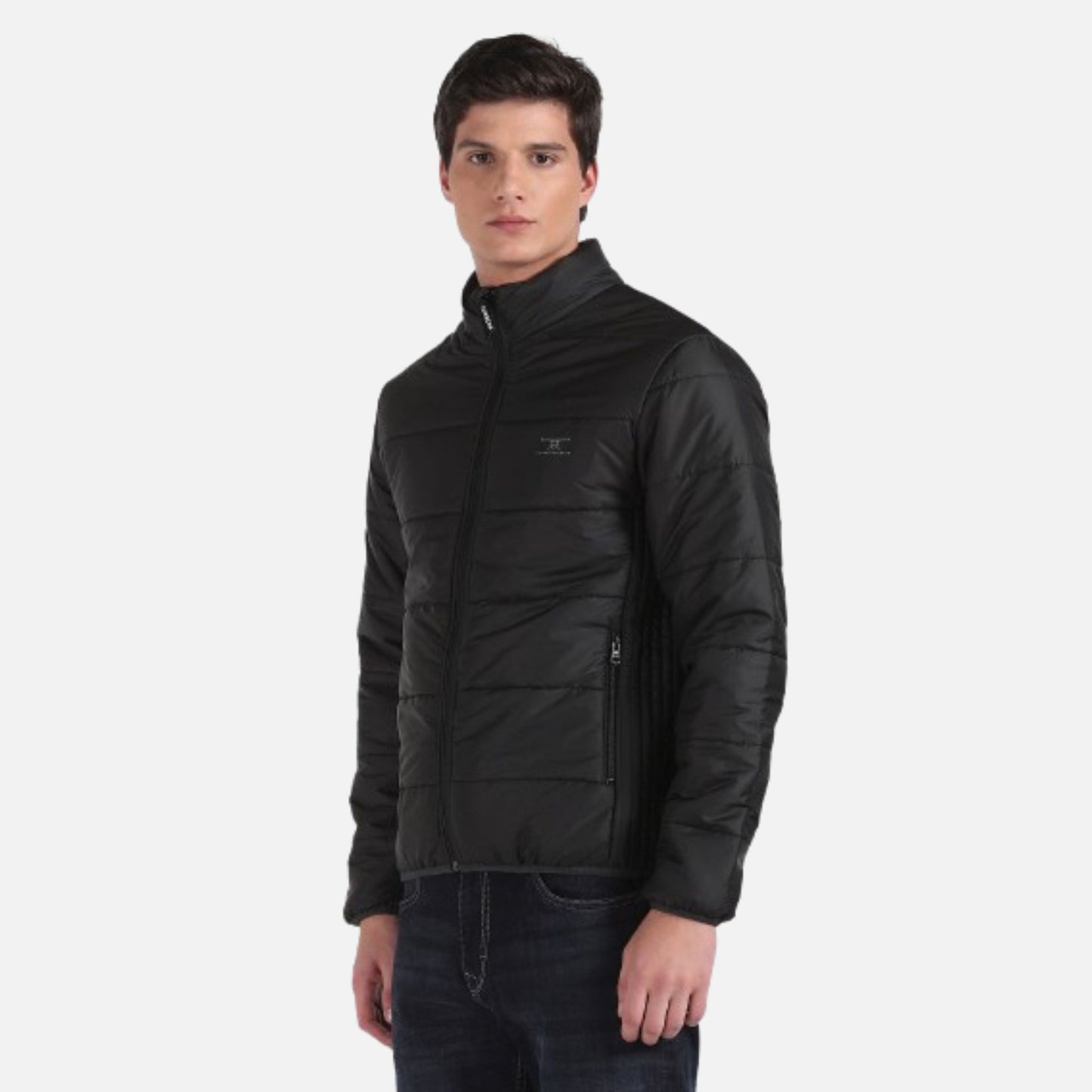 Stand Collar Solid Quilted Jacket