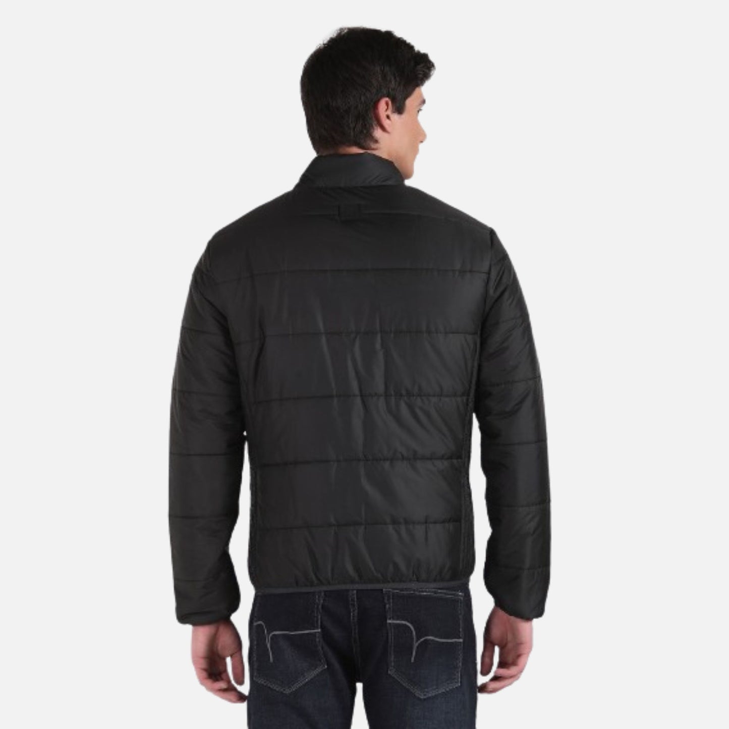 Stand Collar Solid Quilted Jacket