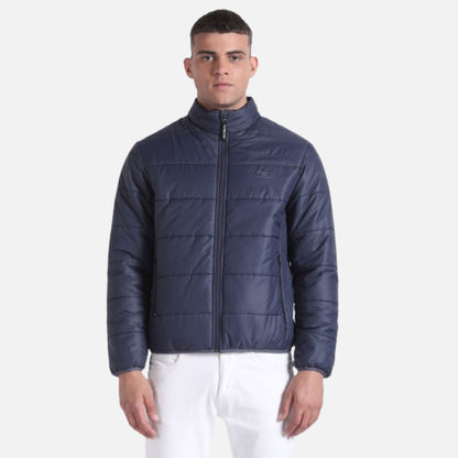 High Neck Solid Quilted Jacket