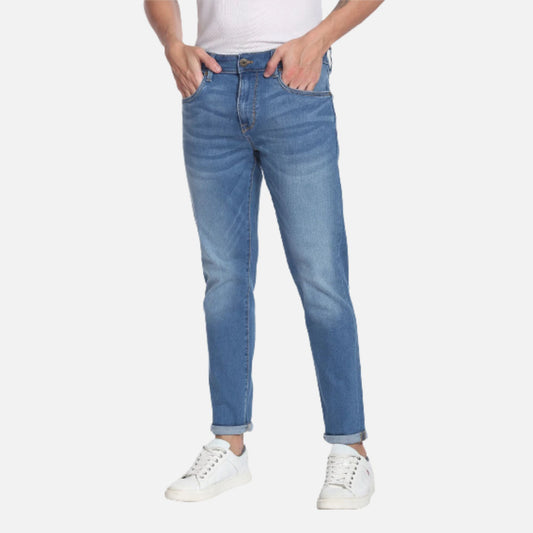 Stone Wash Slash Slim Tapered Fit Authentic Signature Jeans