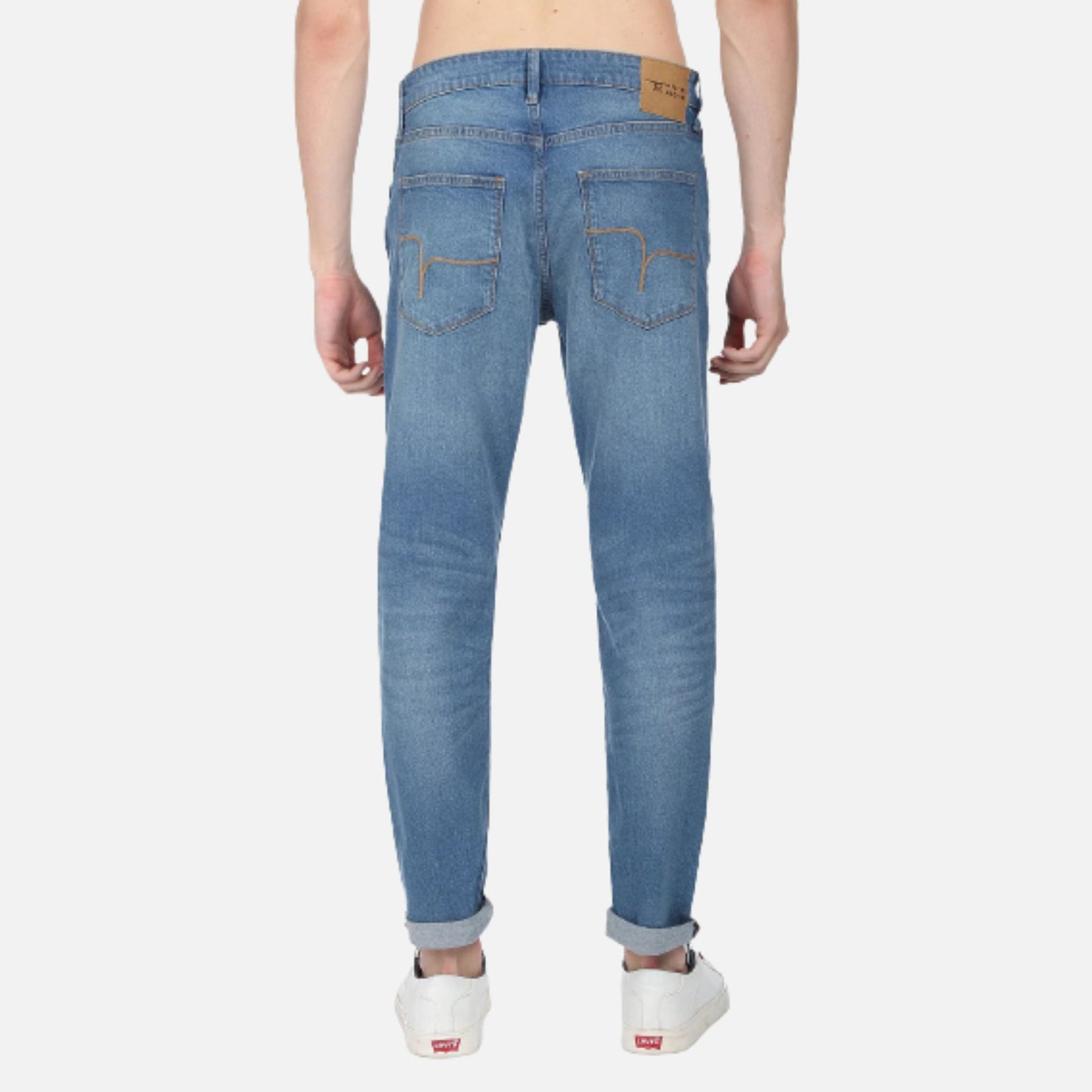 Stone Wash Slash Slim Tapered Fit Jeans