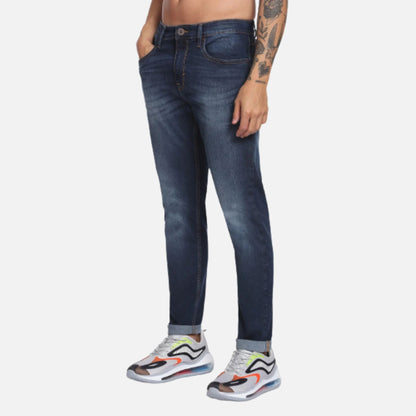 Stone Wash Slash Slim Tapered Fit Jeans