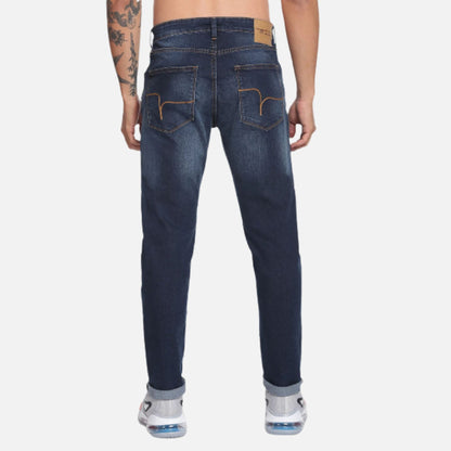 Stone Wash Slash Slim Tapered Fit Jeans