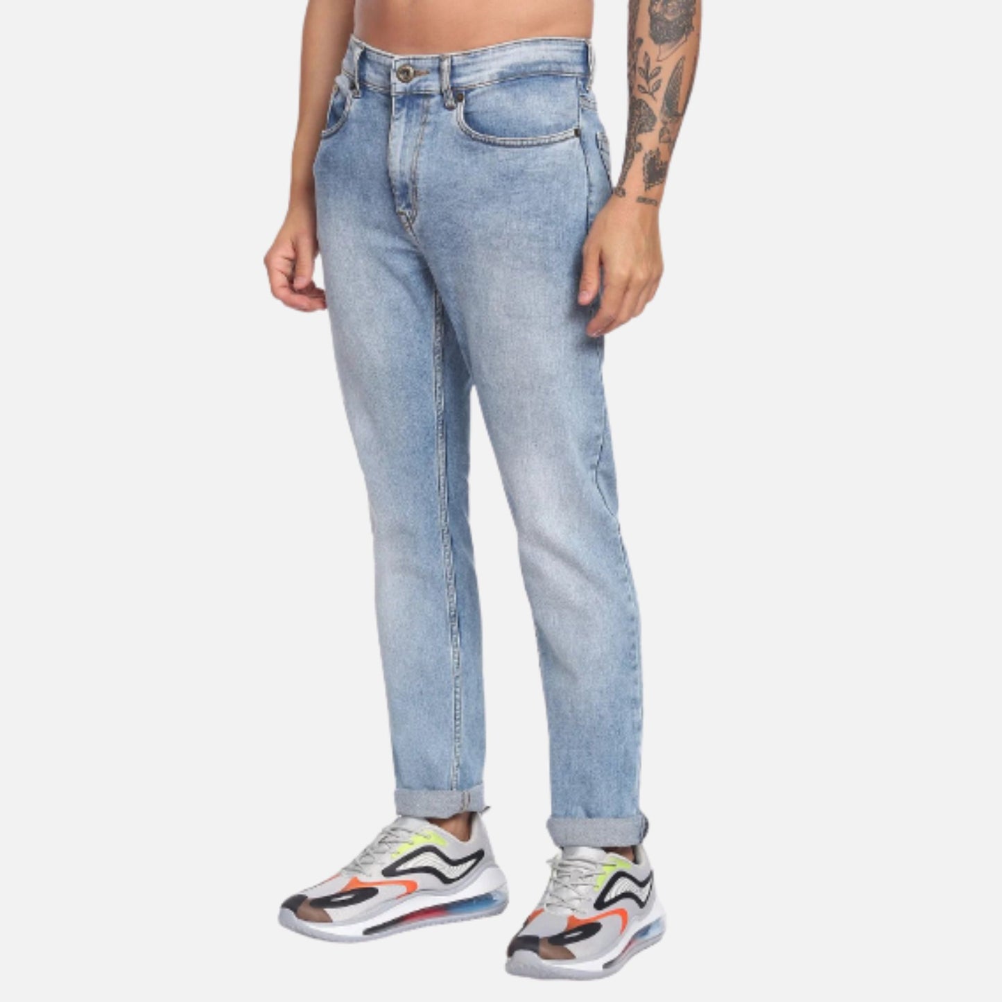 Mid Rise Stone Wash Jeans