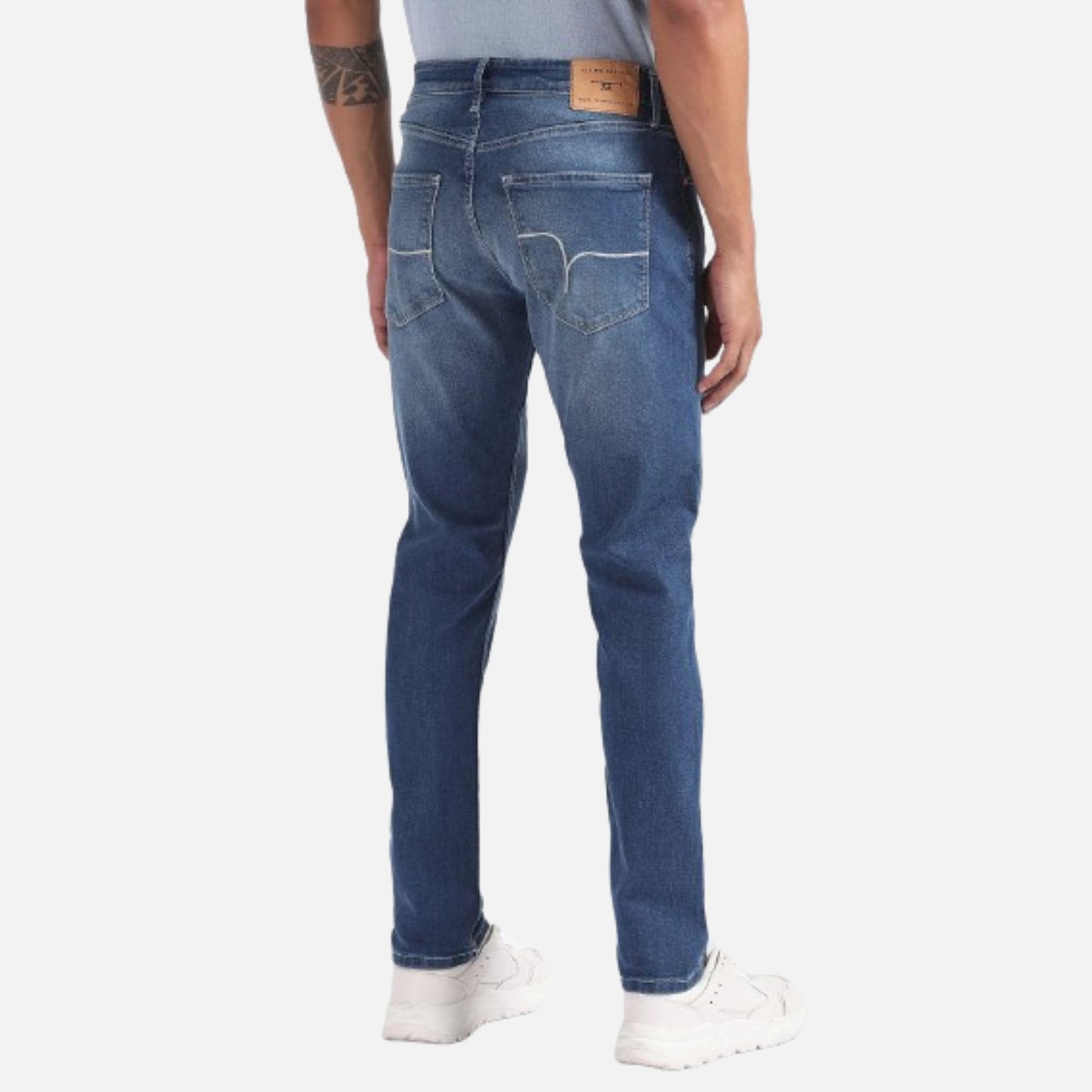 Mid Rise Slash Slim Tapered Jeans