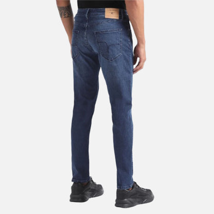 Mid Rise Slash Slim Tapered Jeans